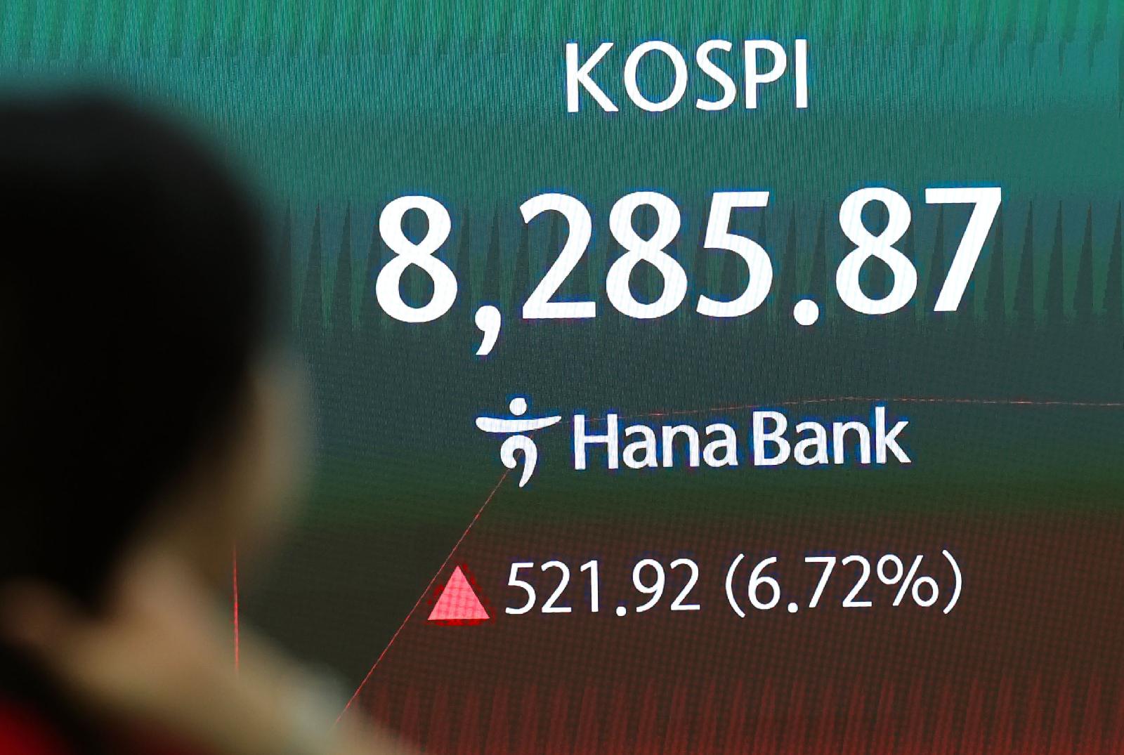삼성전자 12% 급등에 코스피 7%대 폭등, 매수 사이드카 발동으로 8000선 단숨 회복