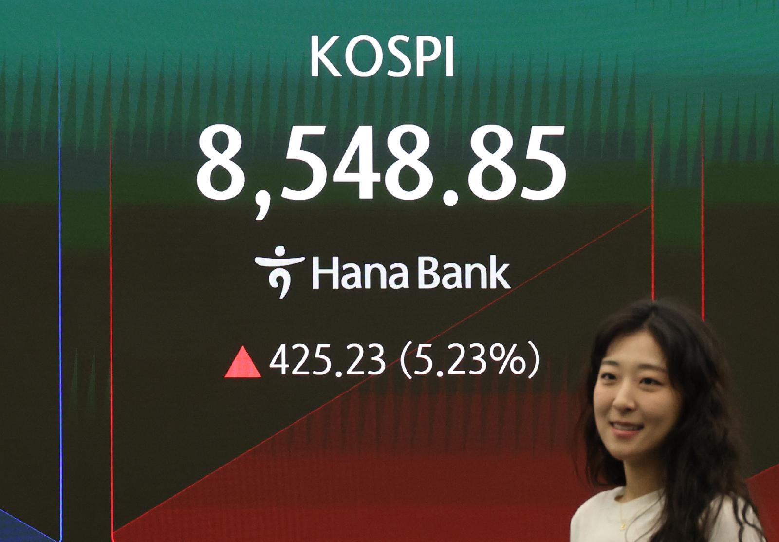 코스피 급등에 매수 사이드카 발동, 미국·이란 종전 합의 소식에 증시 폭등